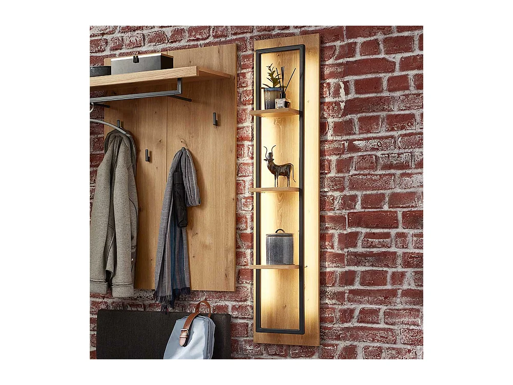 Hängeregal in Wildeichefarben LED Beleuchtung