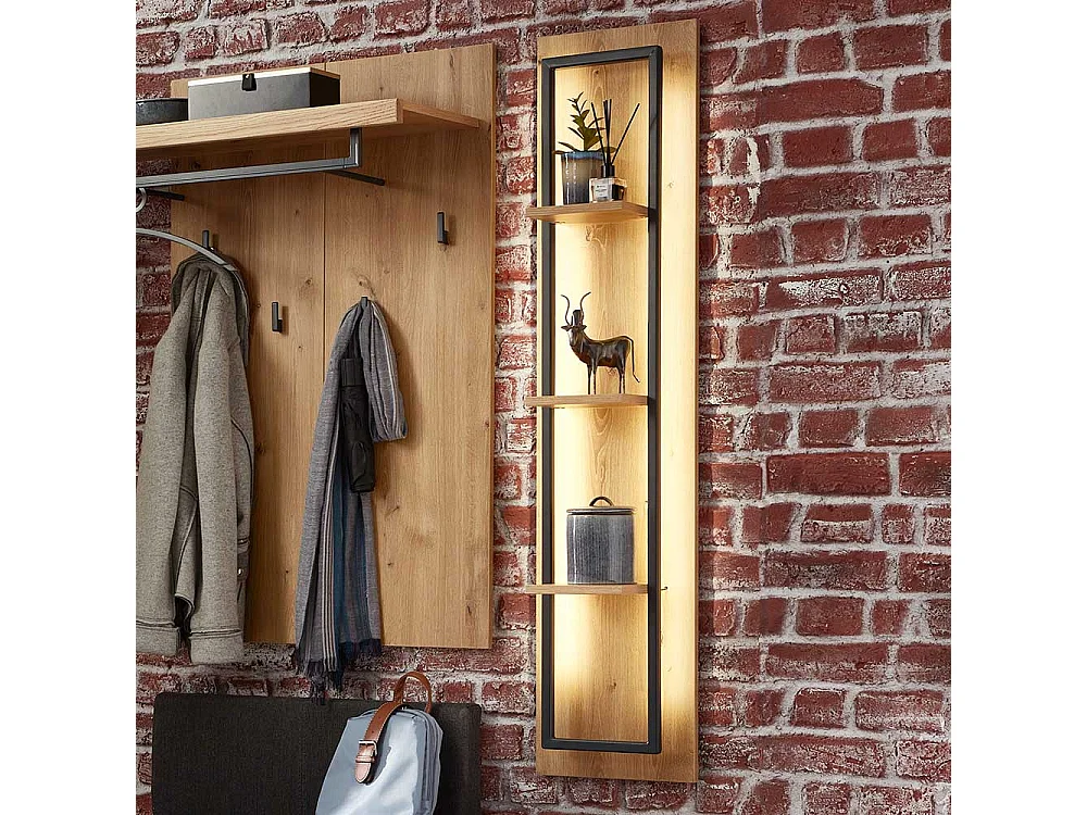 Hängeregal in Wildeichefarben LED Beleuchtung