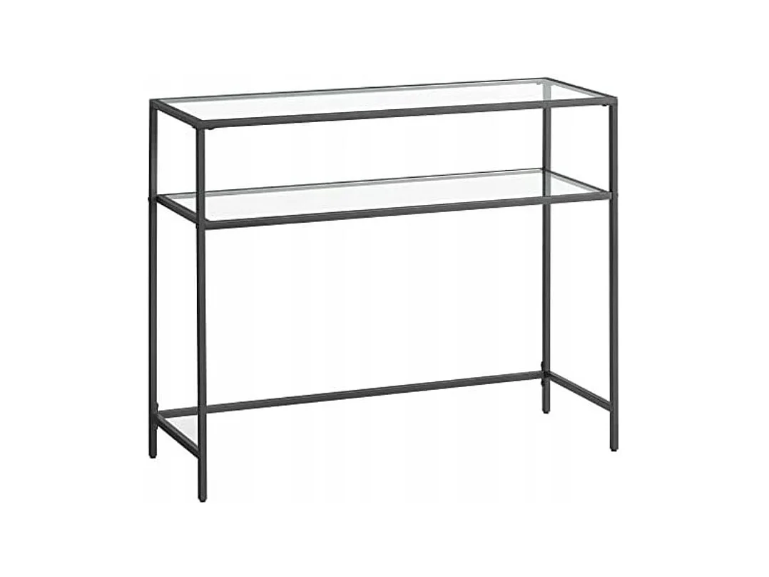 Valora zwarte glazen console met gehard glazen planken