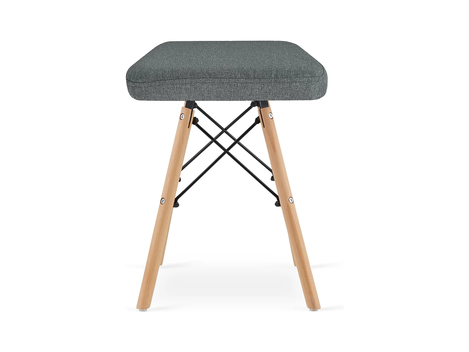 Lot de 4 tabourets Valora PEKO en tissu gris avec pieds en hêtre