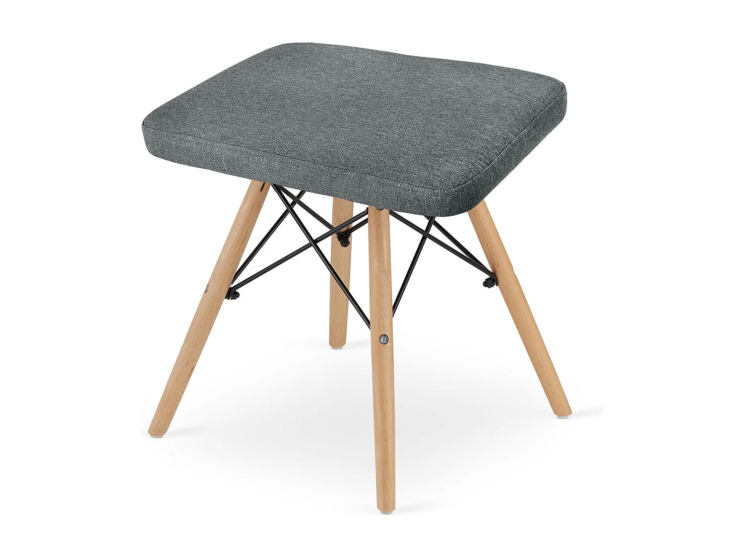 Lot de 4 tabourets Valora PEKO en tissu gris avec pieds en hêtre