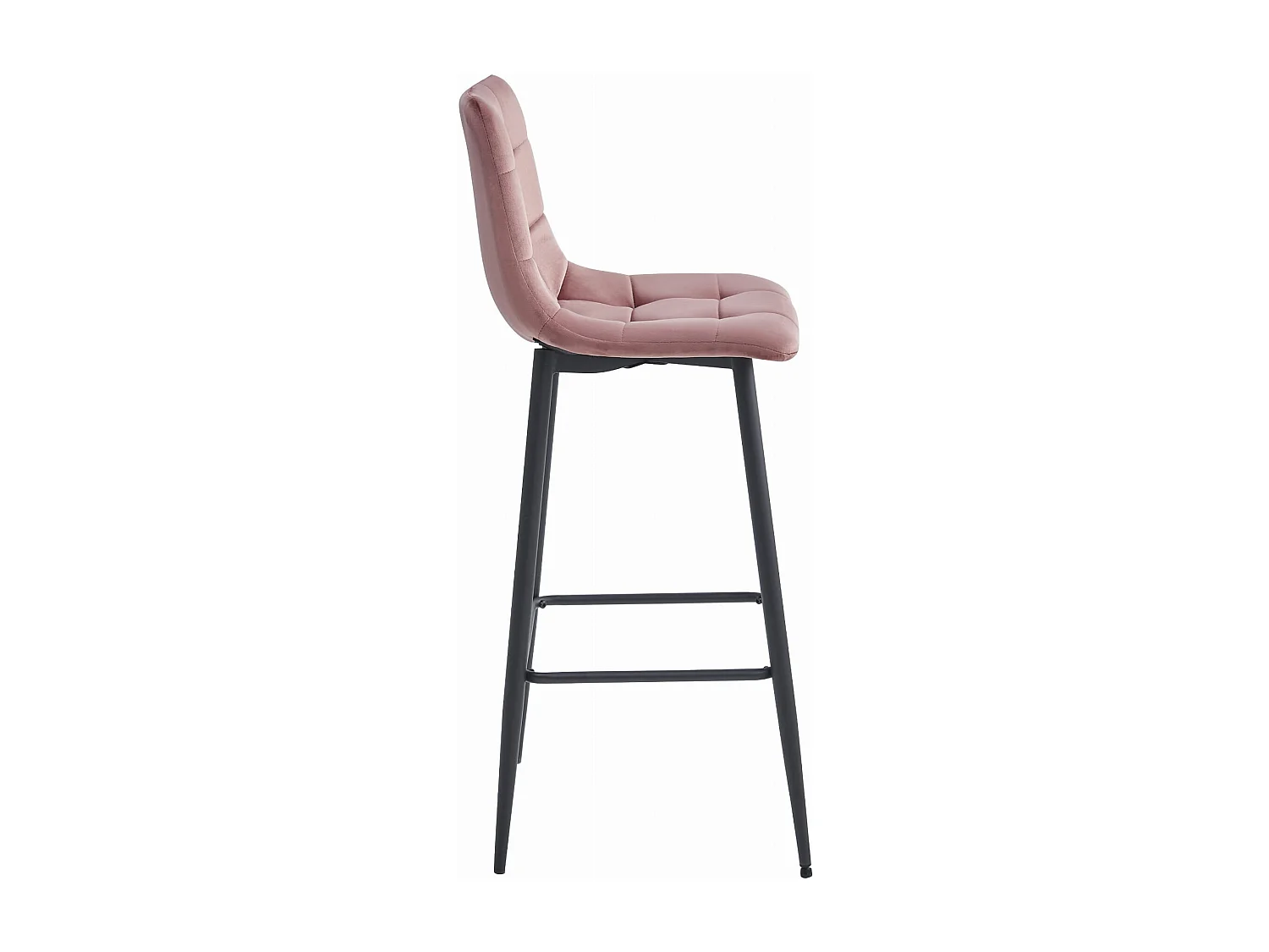 Tabourets de bar Valora TEOTO en velours rose foncé avec pieds en acier noir x3
