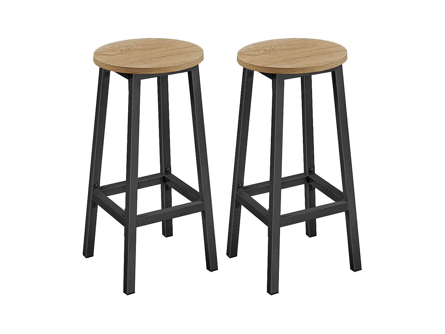 Zestaw 2 krzeseł barowych Valora – dąb sonoma z czarnymi nogami do kuchni