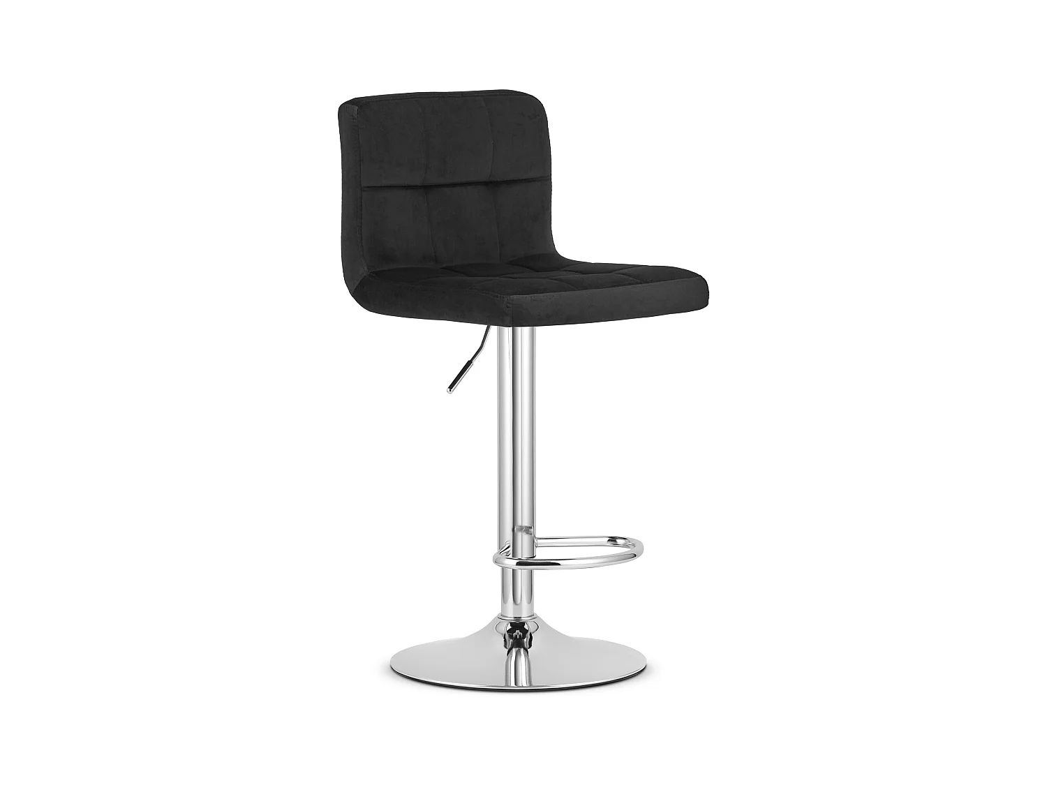 Tabouret pivotant Valora HAXU en velours noir, base chromée x 2 | rotatif