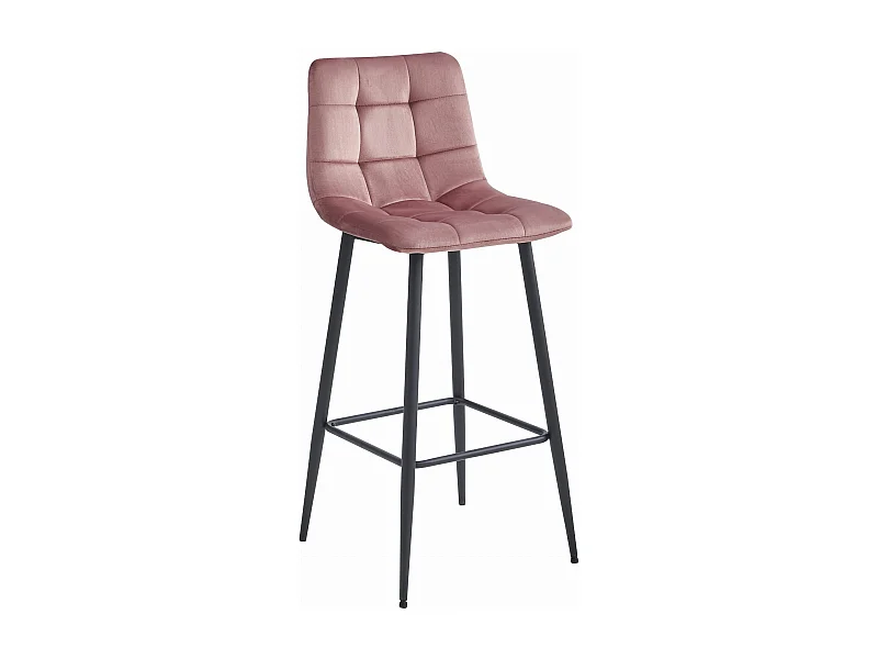Tabouret de bar Valora TEOTO en velours rose foncé avec pieds en acier noir x1