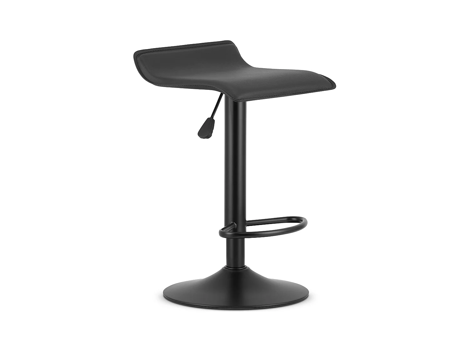 Tabouret pivotant Valora YERR en éco-cuir noir, base noire avec repose-pieds x 2
