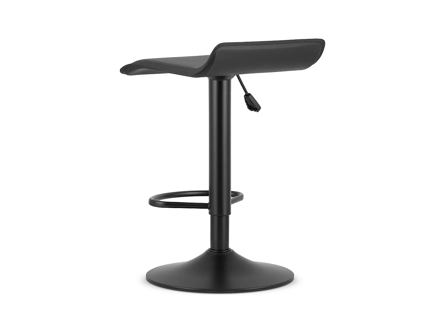 Tabouret pivotant Valora YERR en éco-cuir noir, base noire avec repose-pieds x 2