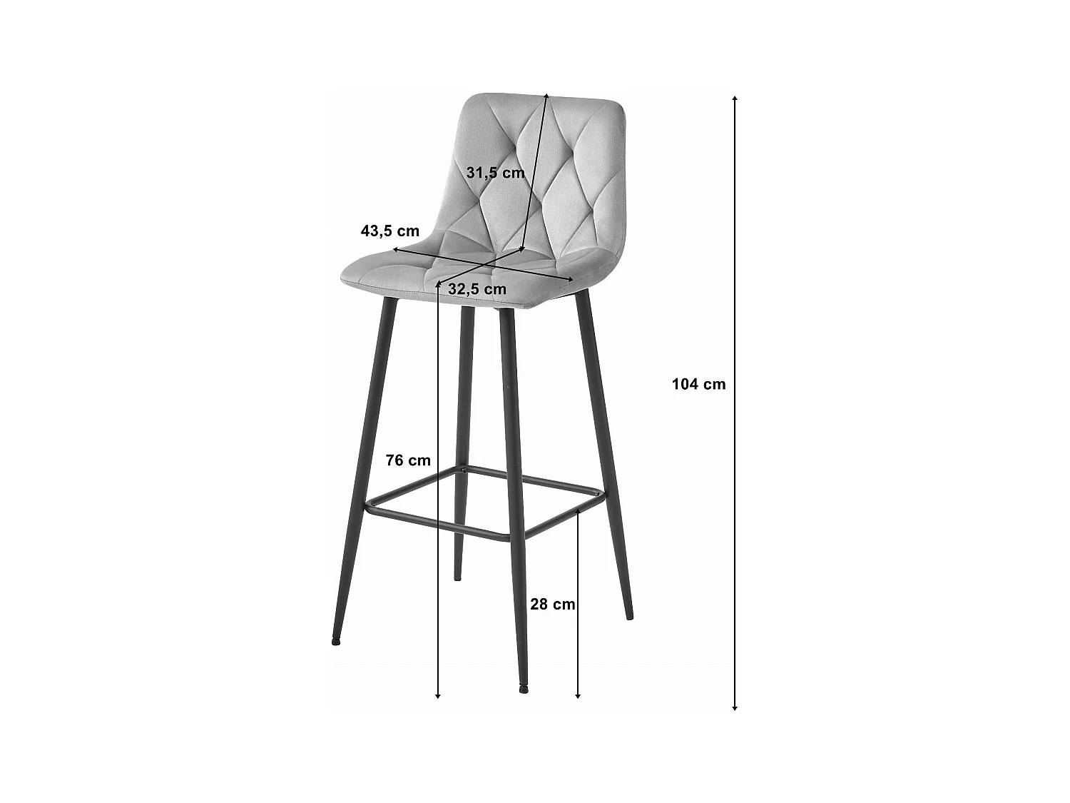 Tabouret de bar Valora KODA en velours rose foncé avec pieds en acier noir x1