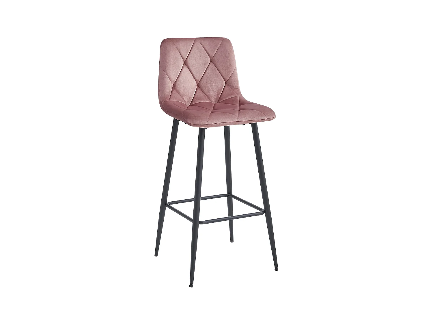 Sgabello da bar Valora KODA in velluto rosa scuro con gambe in acciaio nero x1