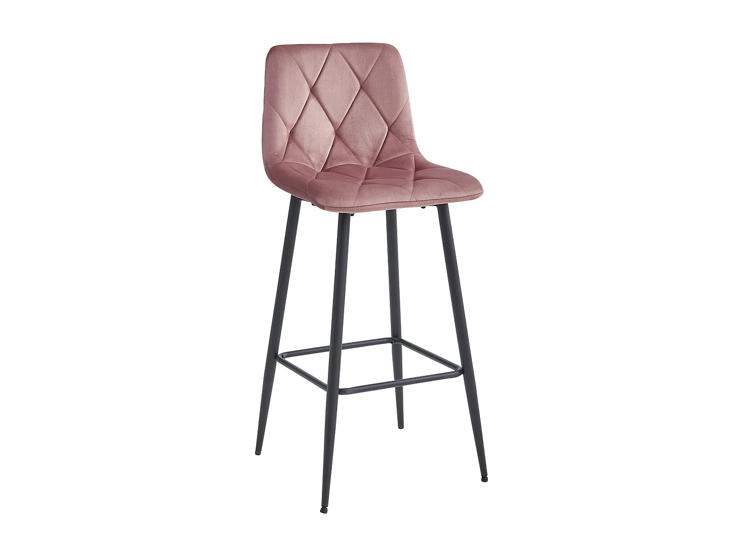 Tabouret de bar Valora KODA en velours rose foncé avec pieds en acier noir x1