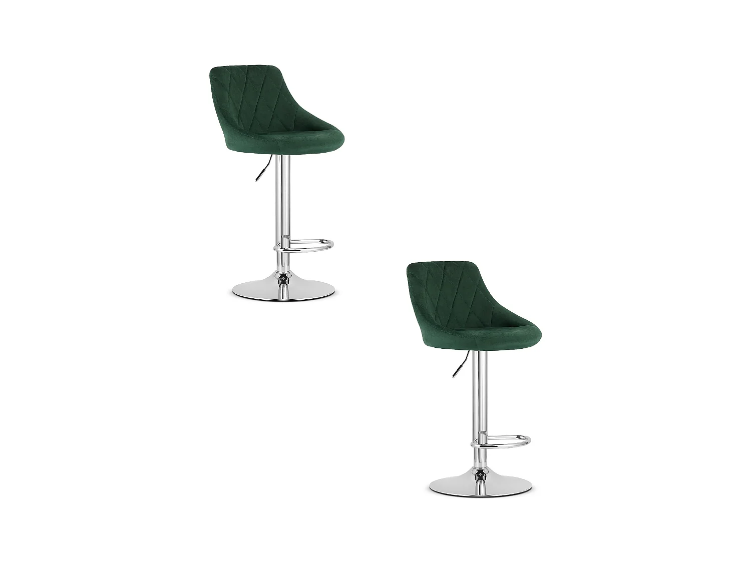 Tabouret pivotant Valora DAKA velours vert base chromée avec repose-pieds x 2