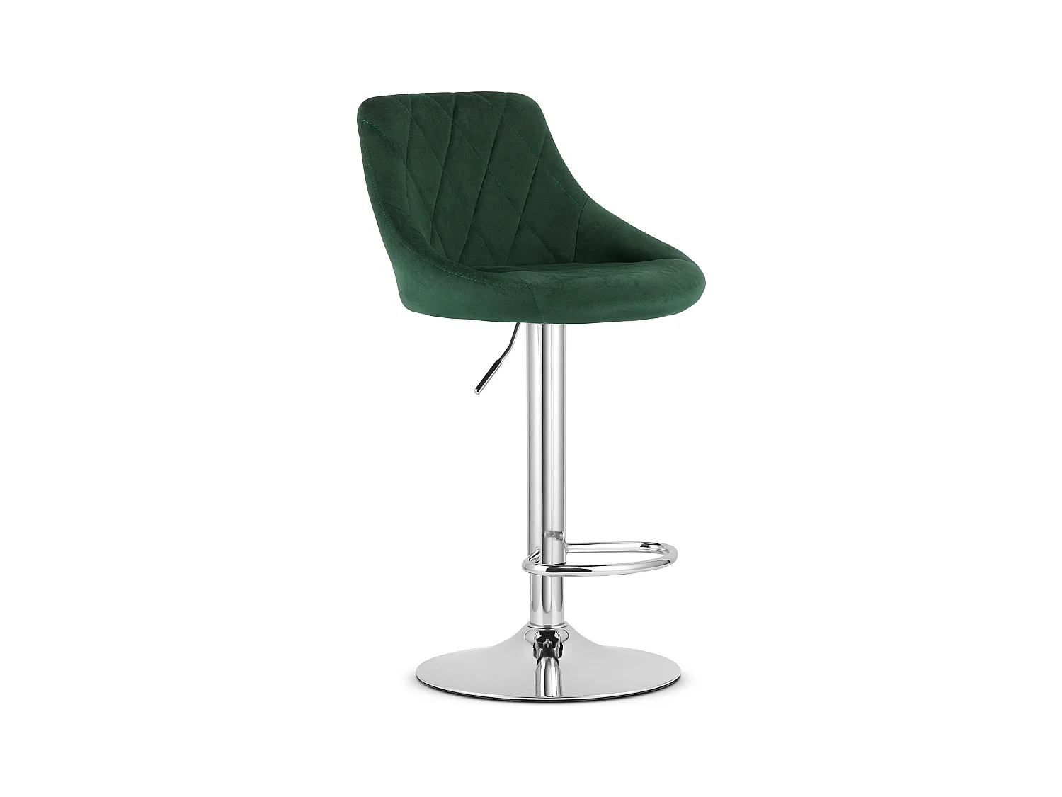 Tabouret pivotant Valora DAKA velours vert base chromée avec repose-pieds x 2