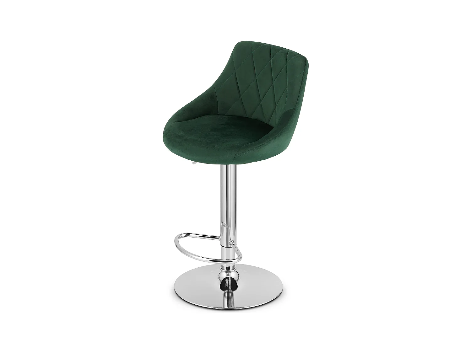 Tabouret pivotant Valora DAKA velours vert base chromée avec repose-pieds x 2