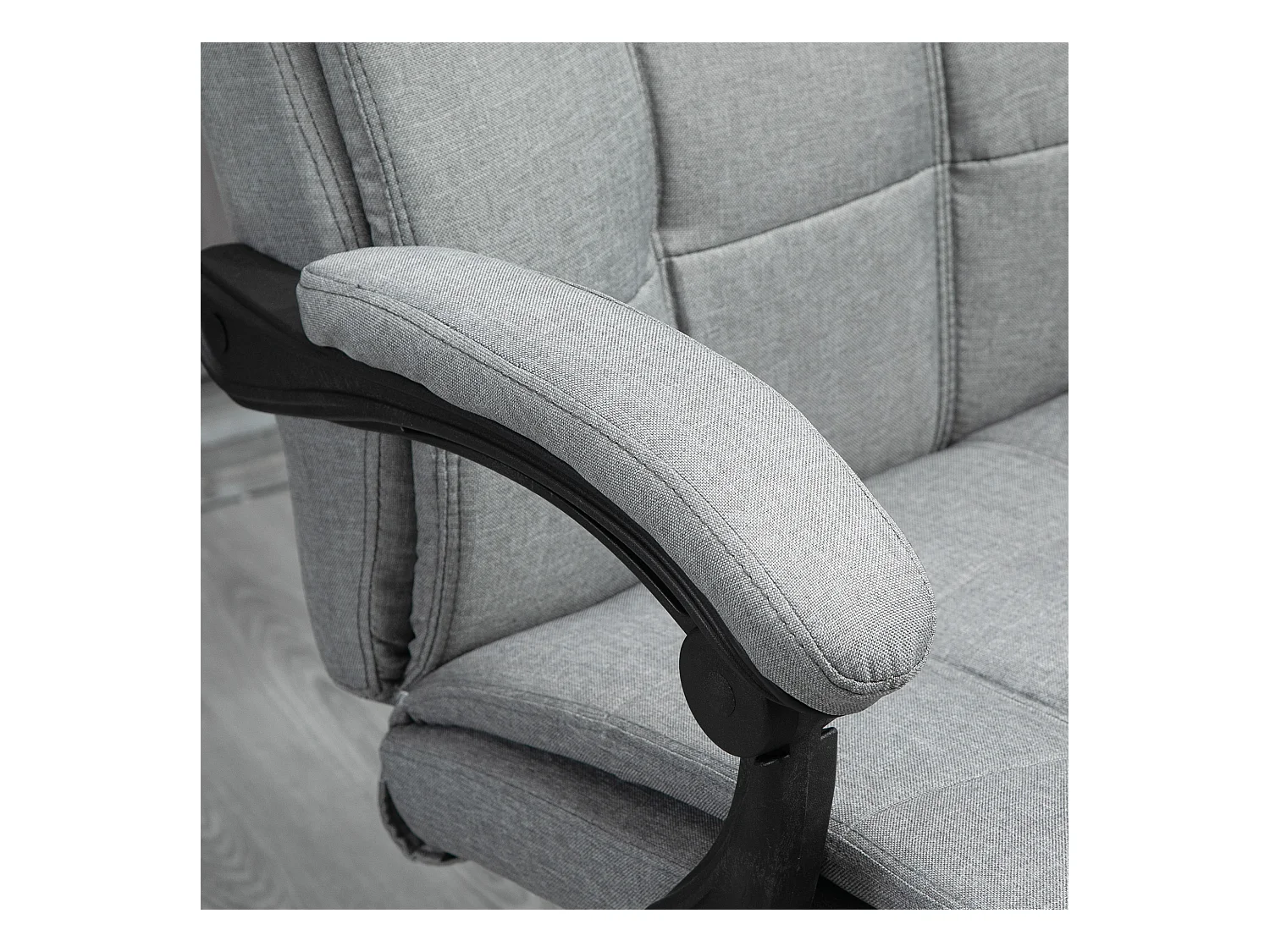 Fauteuil de bureau avec appui-tête et accoudoirs, réglable en hauteur, pivotant avec repose-pieds, lin, ergonomique, 66x70x116-124 cm