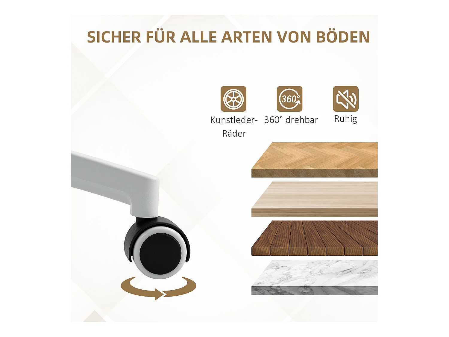 Chaise de bureau inclinable et rembourrée, pivotante avec repose-pieds, réglable en hauteur, capacité 120 kg, simili cuir, blanc