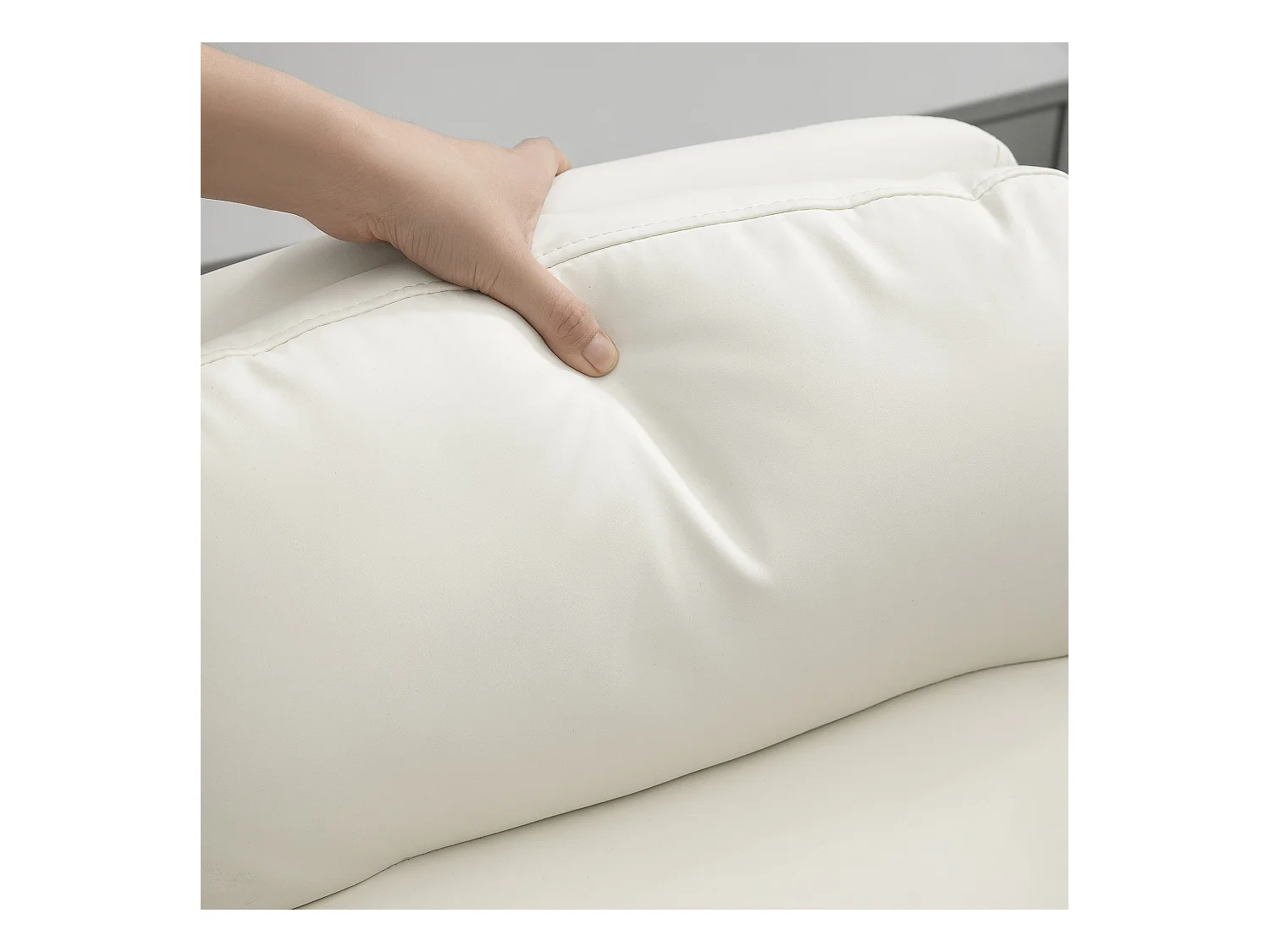 Chaise de bureau inclinable et rembourrée, pivotante avec repose-pieds, réglable en hauteur, capacité 120 kg, simili cuir, blanc