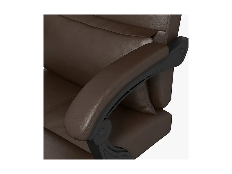 Fauteuil de bureau ergonomique avec massage et chauffage, soutien lombaire et appui-tête, réglable en hauteur, pivotant, repose-pieds, café