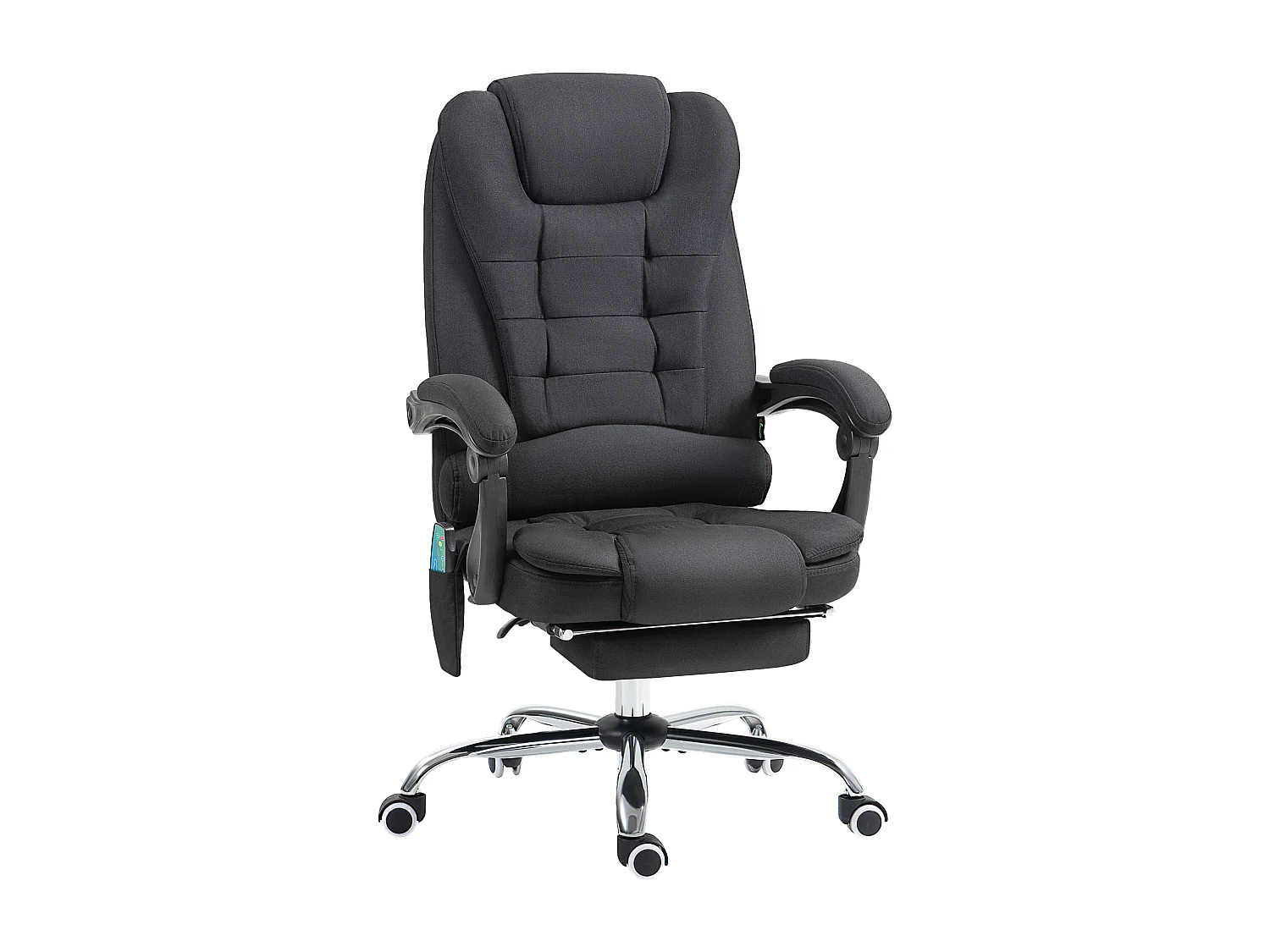 Chaise de bureau ergonomique avec massage et chauffage, réglable en hauteur, repose-pieds, poche latérale et télécommande, noir