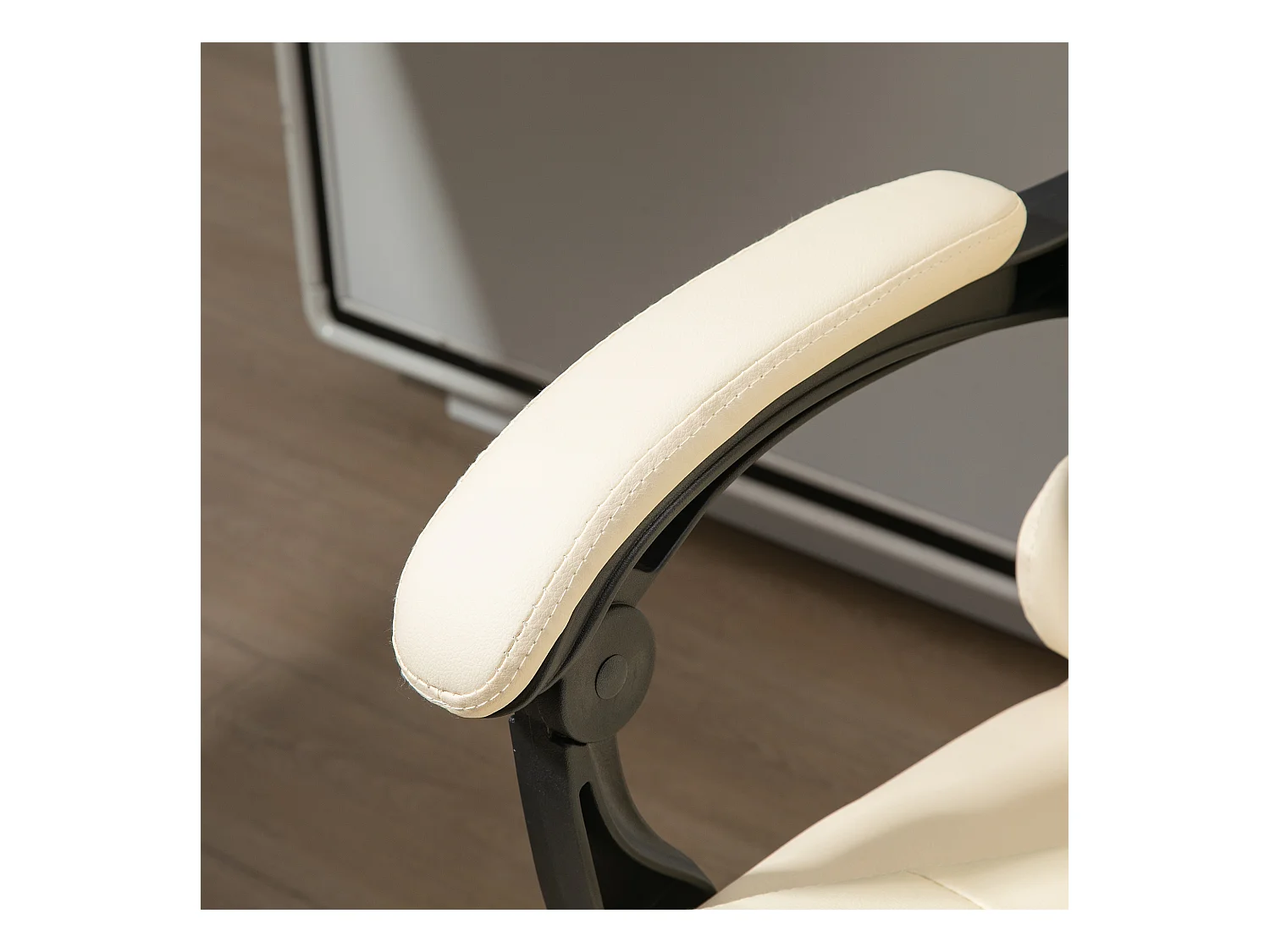 Fauteuil de direction ergonomique avec repose-pieds, fonction réglable en hauteur, revêtement cuir synthétique, confortable pour bureau