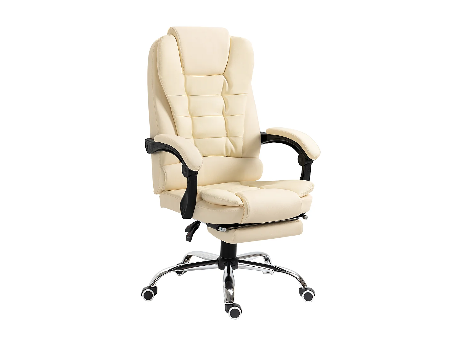 Fauteuil de direction ergonomique avec repose-pieds, fonction réglable en hauteur, revêtement cuir synthétique, confortable pour bureau