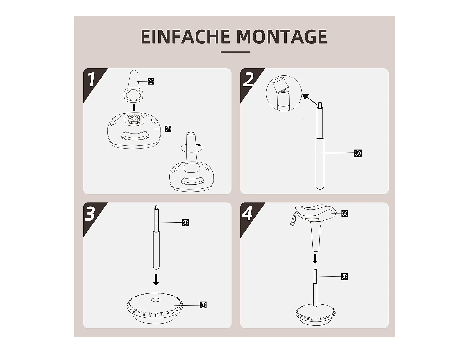 Tabouret de bureau ergonomique pivotant, réglable en hauteur, assise à 360°, pour le bureau ou le studio, chaise haute pratique, marron