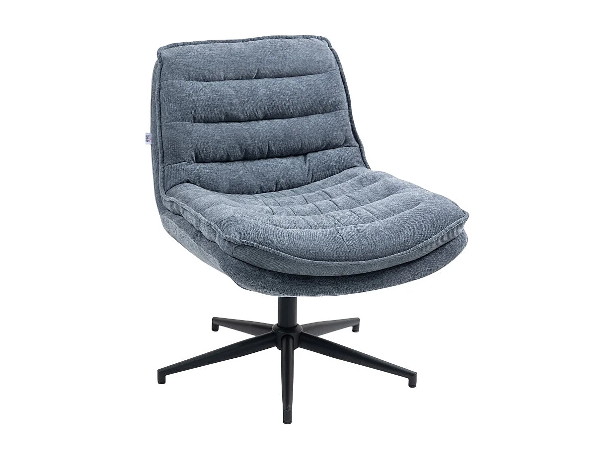 Chaise de bureau sans accoudoirs, large assise, réglable en hauteur, siège double épaisseur style tailleur, revêtement imitation lin, home office, gris