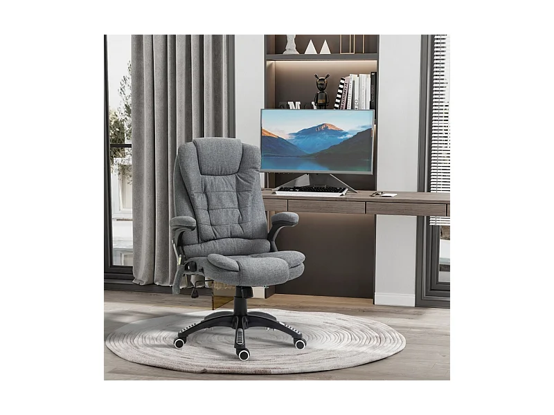 Chaise de bureau ergonomique avec fonction massage, réglable en hauteur, chaise de direction confortable, gris