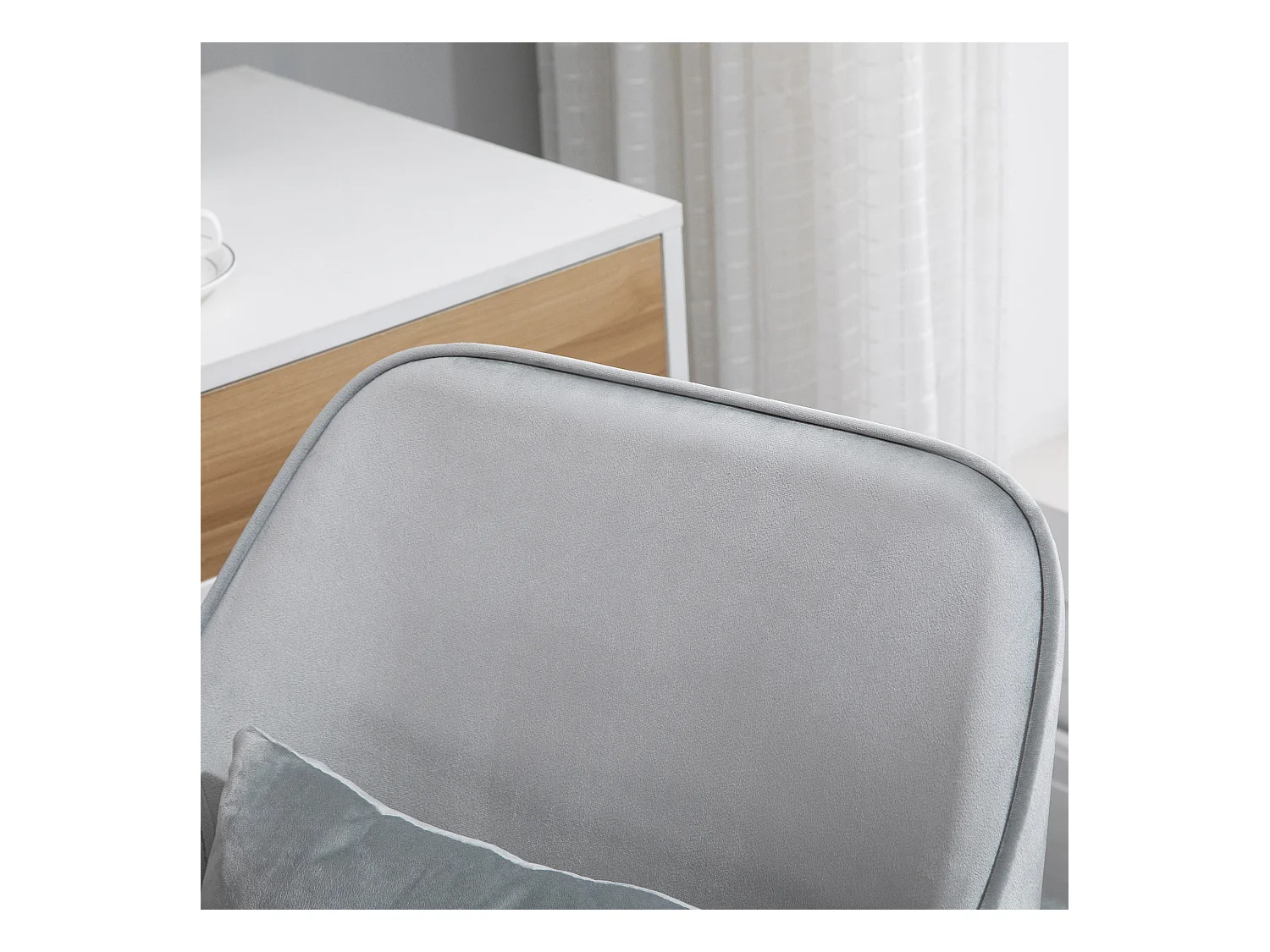 Fauteuil pivotant pour salon, fauteuil de bureau avec massage, chaise de bureau avec accoudoirs et coussin lombaire, gris, confort optimal