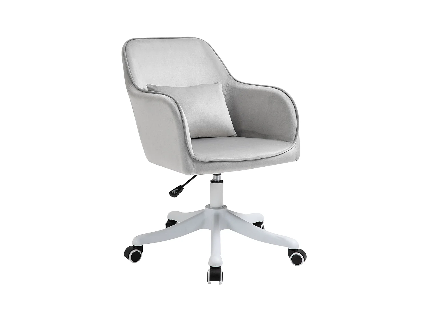 Fauteuil pivotant pour salon, fauteuil de bureau avec massage, chaise de bureau avec accoudoirs et coussin lombaire, gris, confort optimal