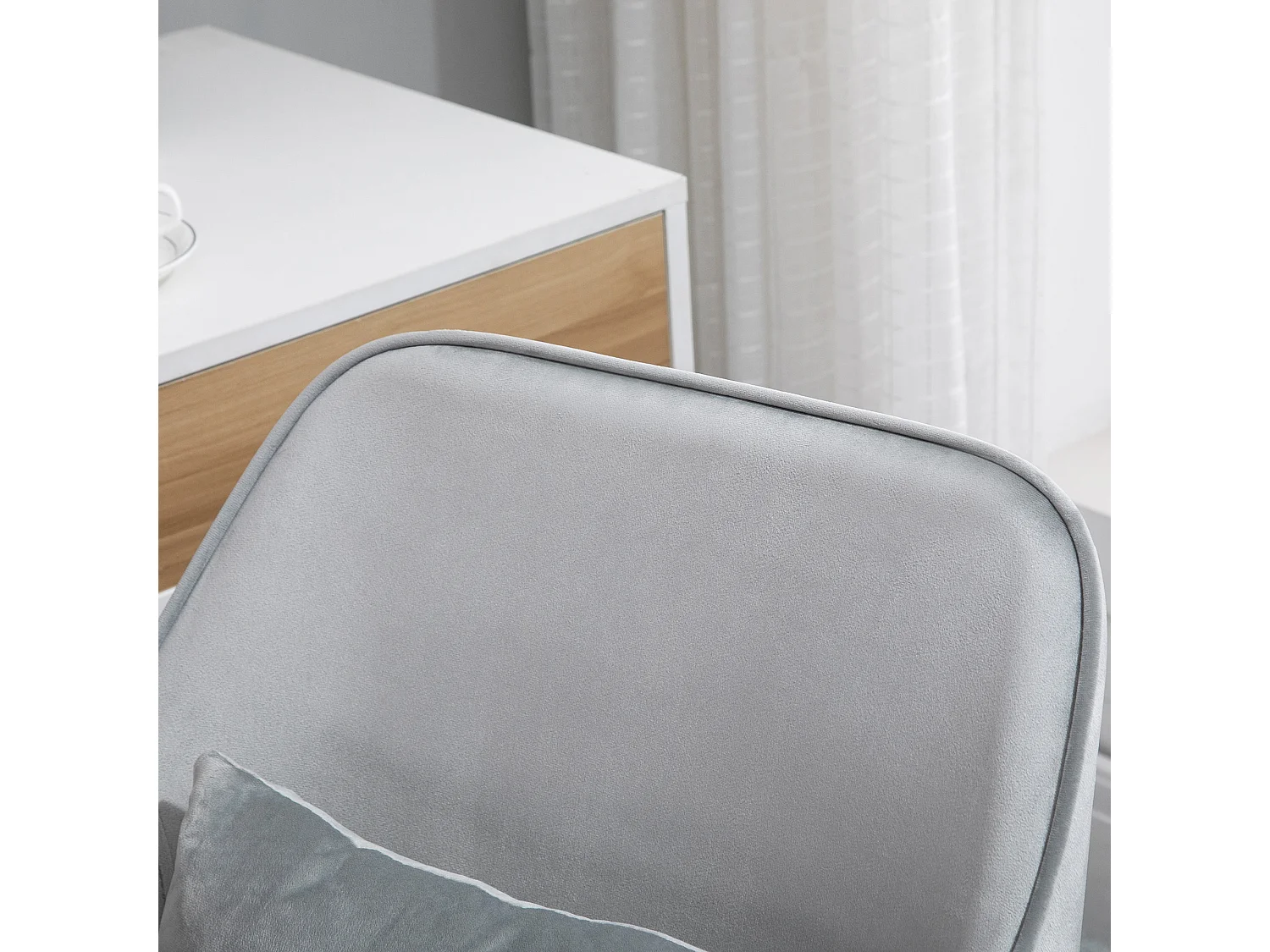 Fauteuil pivotant pour salon, fauteuil de bureau avec massage, chaise de bureau avec accoudoirs et coussin lombaire, gris, confort optimal