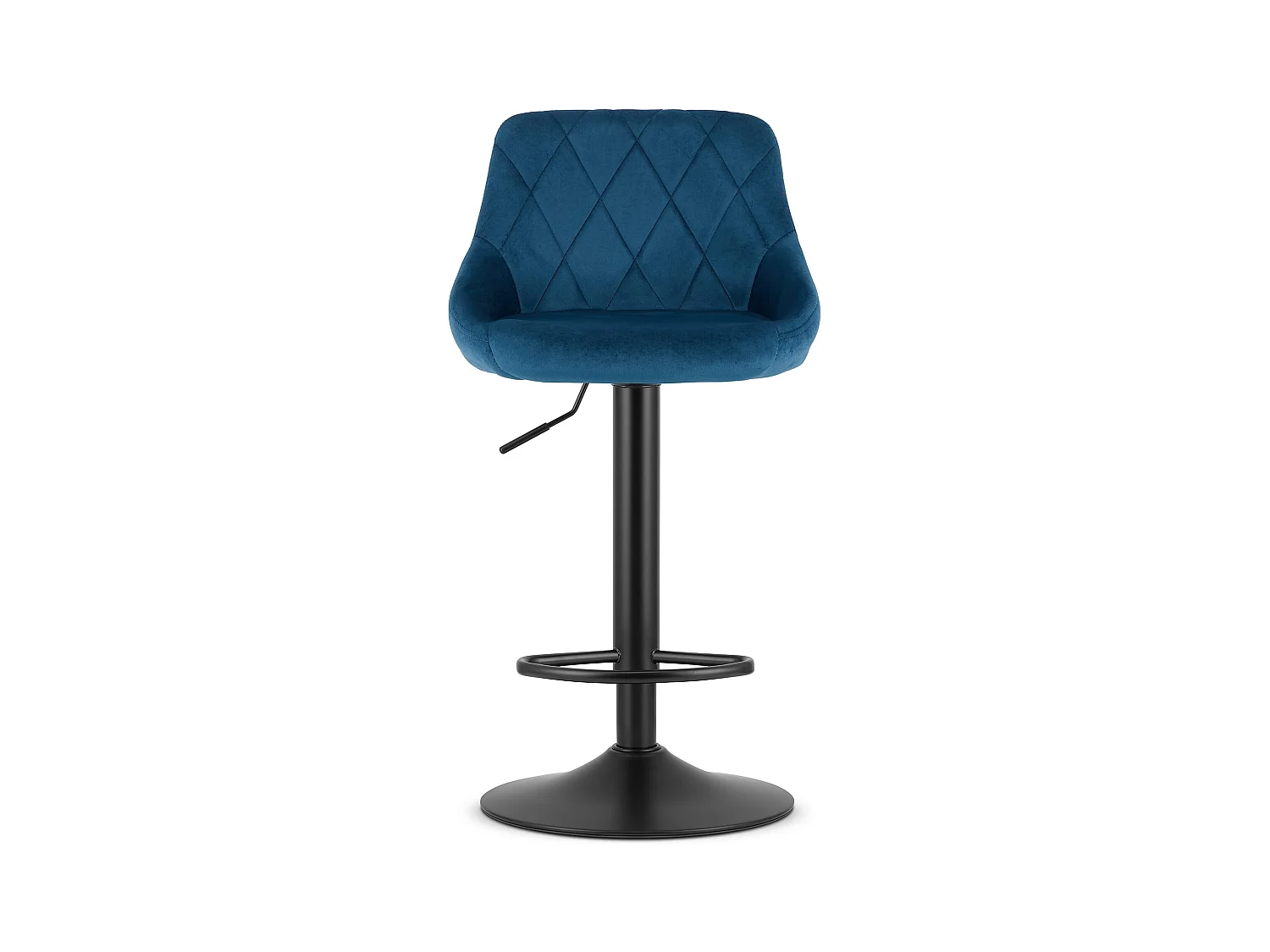 Tabouret pivotant Valora DAKA velours bleu marine base noire avec repose-pieds x 2