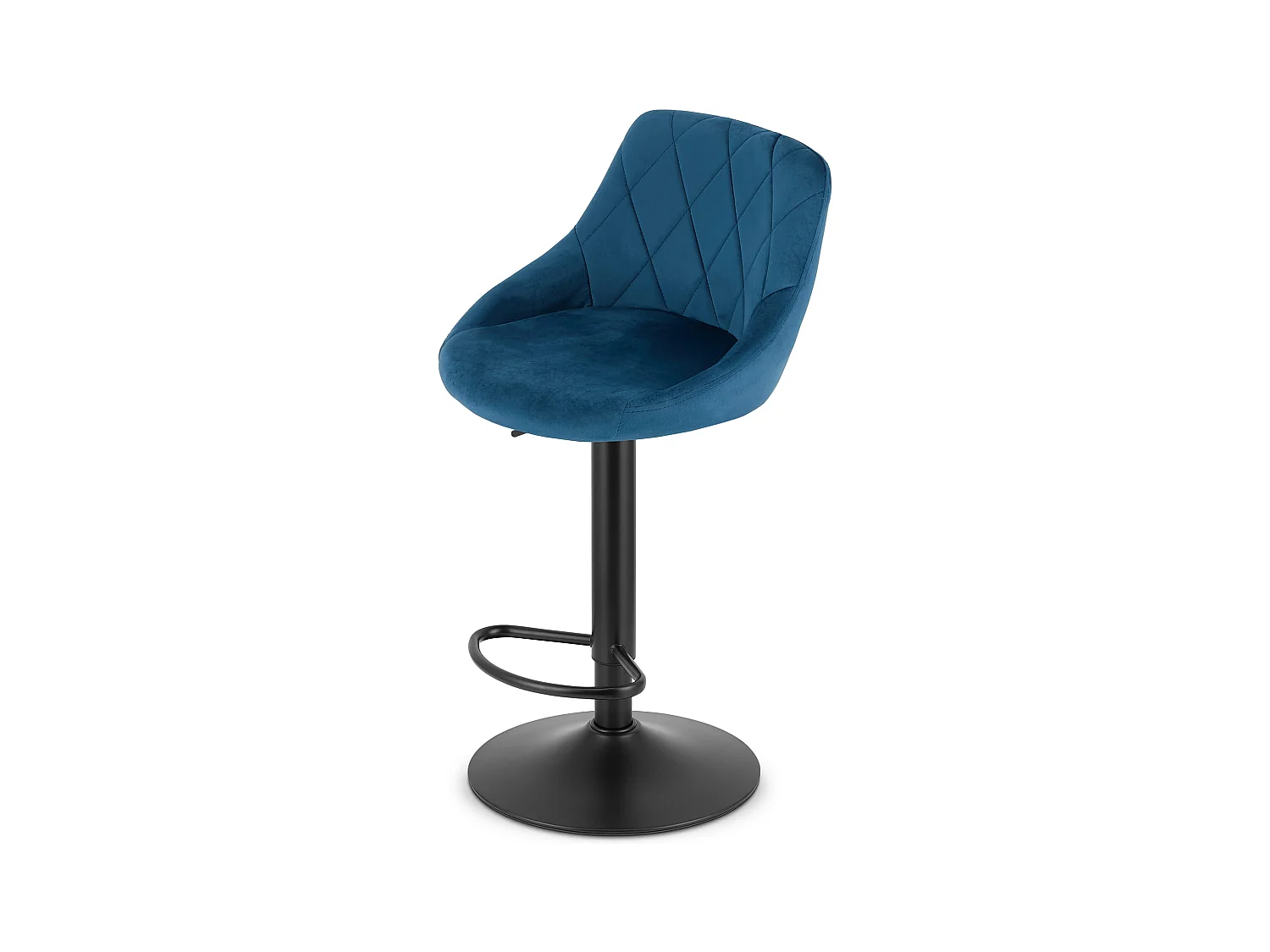 Tabouret pivotant Valora DAKA velours bleu marine base noire avec repose-pieds x 2