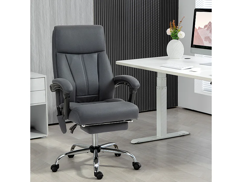 Fauteuil de bureau ergonomique avec fonction massage, réglable en hauteur, assise confortable gris, idéal pour bureau et home office