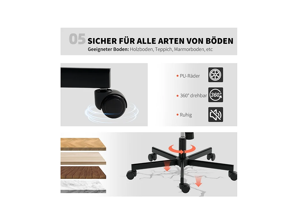 Chaise de bureau sans accoudoirs en simili cuir, siège avec roulettes et coussin supplémentaire, réglable en hauteur, couleur beige, pratique et confortable