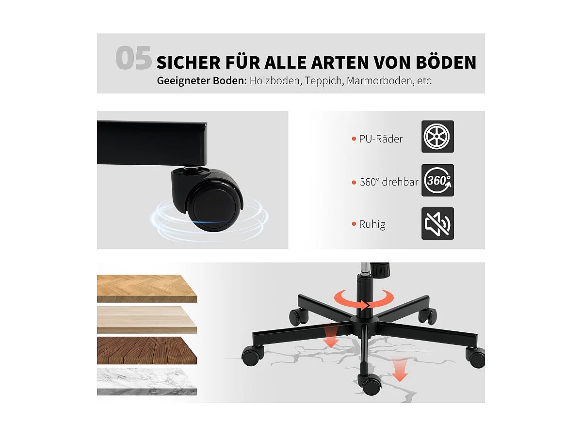 Chaise de bureau sans accoudoirs en simili cuir, siège avec roulettes et coussin supplémentaire, réglable en hauteur, couleur beige, pratique et confortable