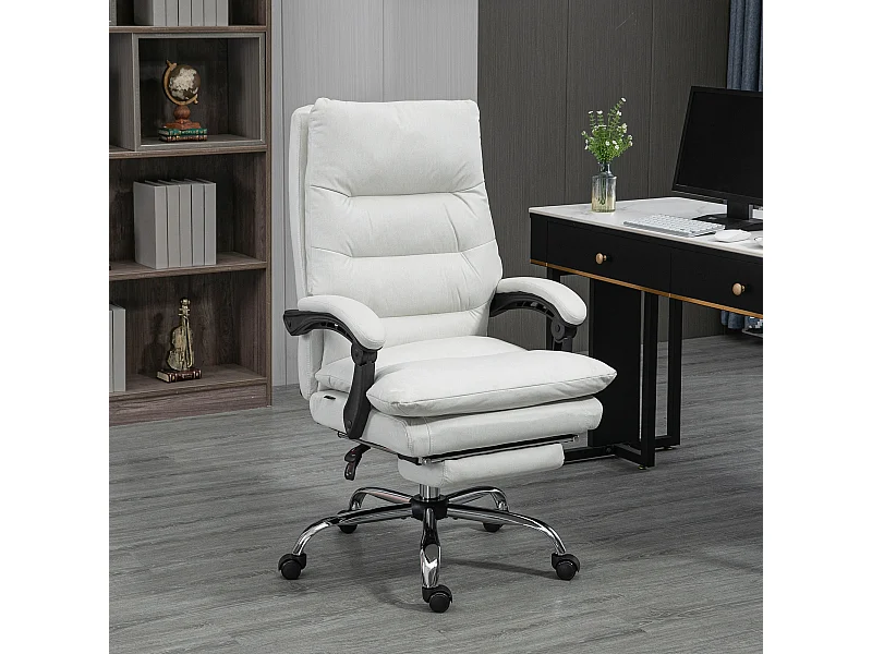 Cadeira de escritório com função de massagem, encosto reclinável 135°, altura regulável, couro sintético, suporta até 120 kg