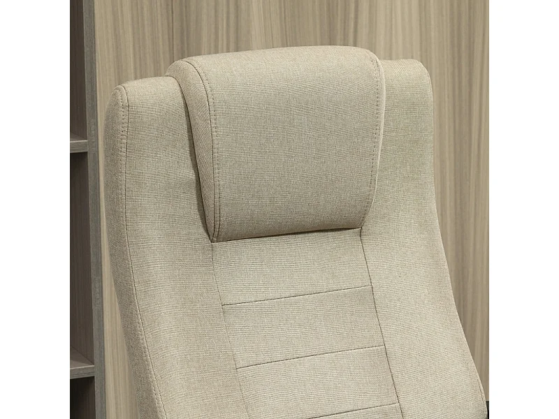 Chaise de bureau réglable en hauteur avec fonction bascule, revêtement aspect lin beige, confortable pour bureau ou home office