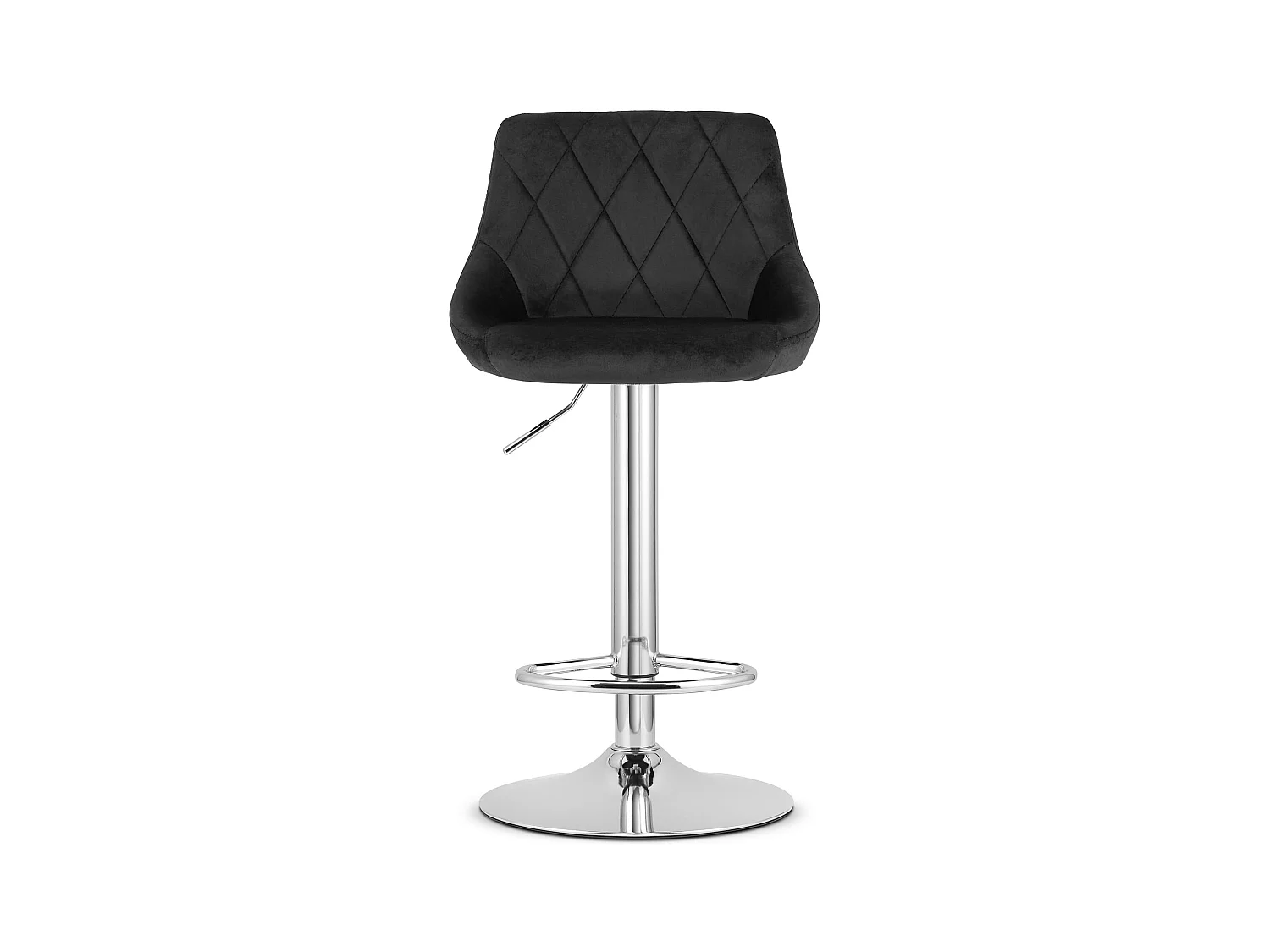 Tabouret pivotant Valora DAKA velours noir base chromée avec repose-pieds x2