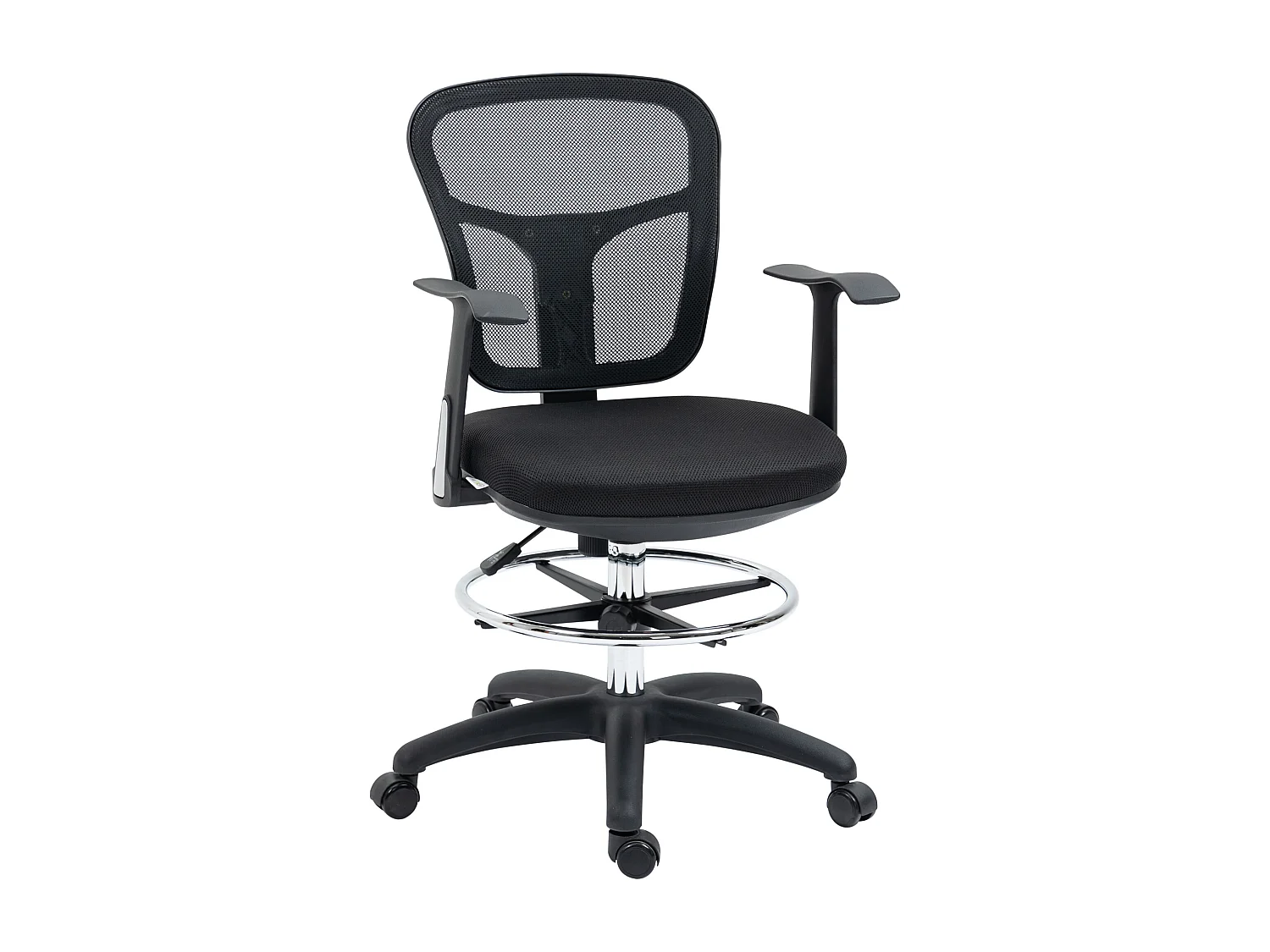 Fauteuil de bureau ergonomique type ordinateur, réglable, avec accoudoirs et repose-pieds, tissu mesh noir, pour bureau ou home office