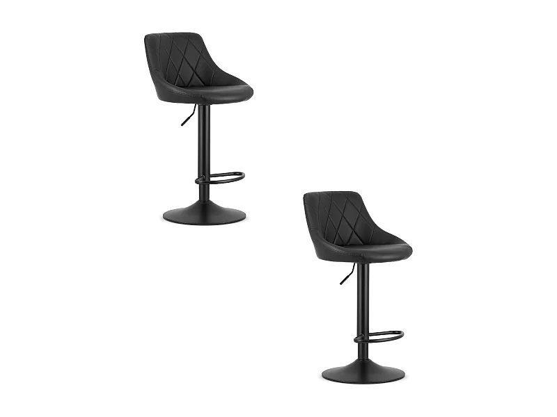Sgabello girevole Valora DAKA in ecopelle nera con base poggiapiedi x2