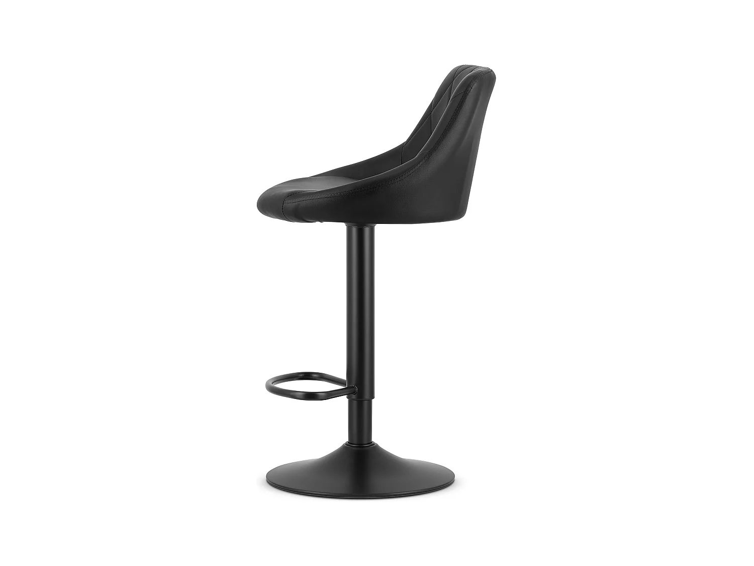 Valora DAKA tabouret pivotant noir éco-cuir noir avec base repose-pieds x2