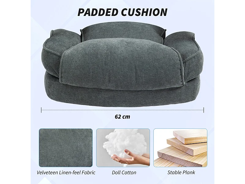 Fauteuil de bureau ergonomique grand, supporte jusqu'à 200 kg, structure solide, revêtement doux gris, idéal pour le bureau ou la maison