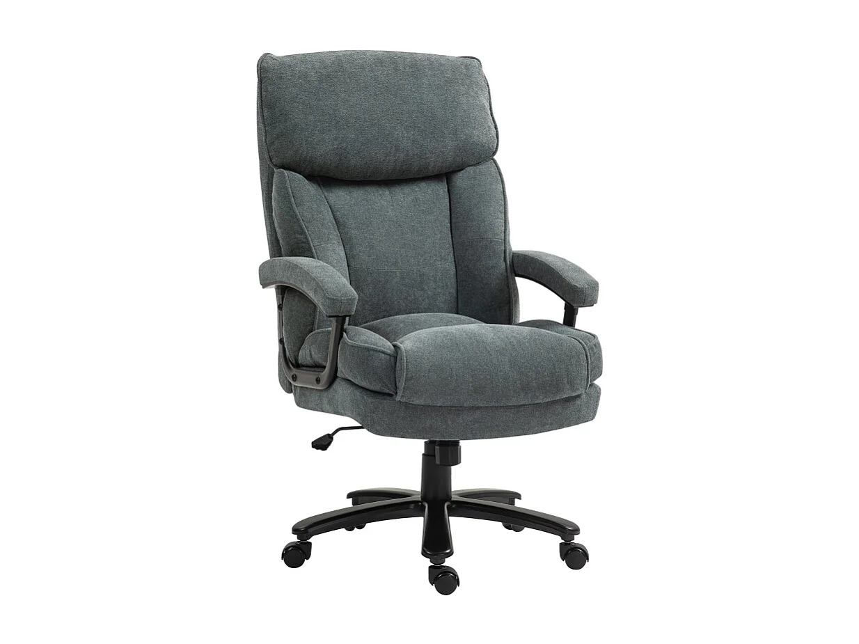 Fauteuil de bureau ergonomique grand, supporte jusqu'à 200 kg, structure solide, revêtement doux gris, idéal pour le bureau ou la maison