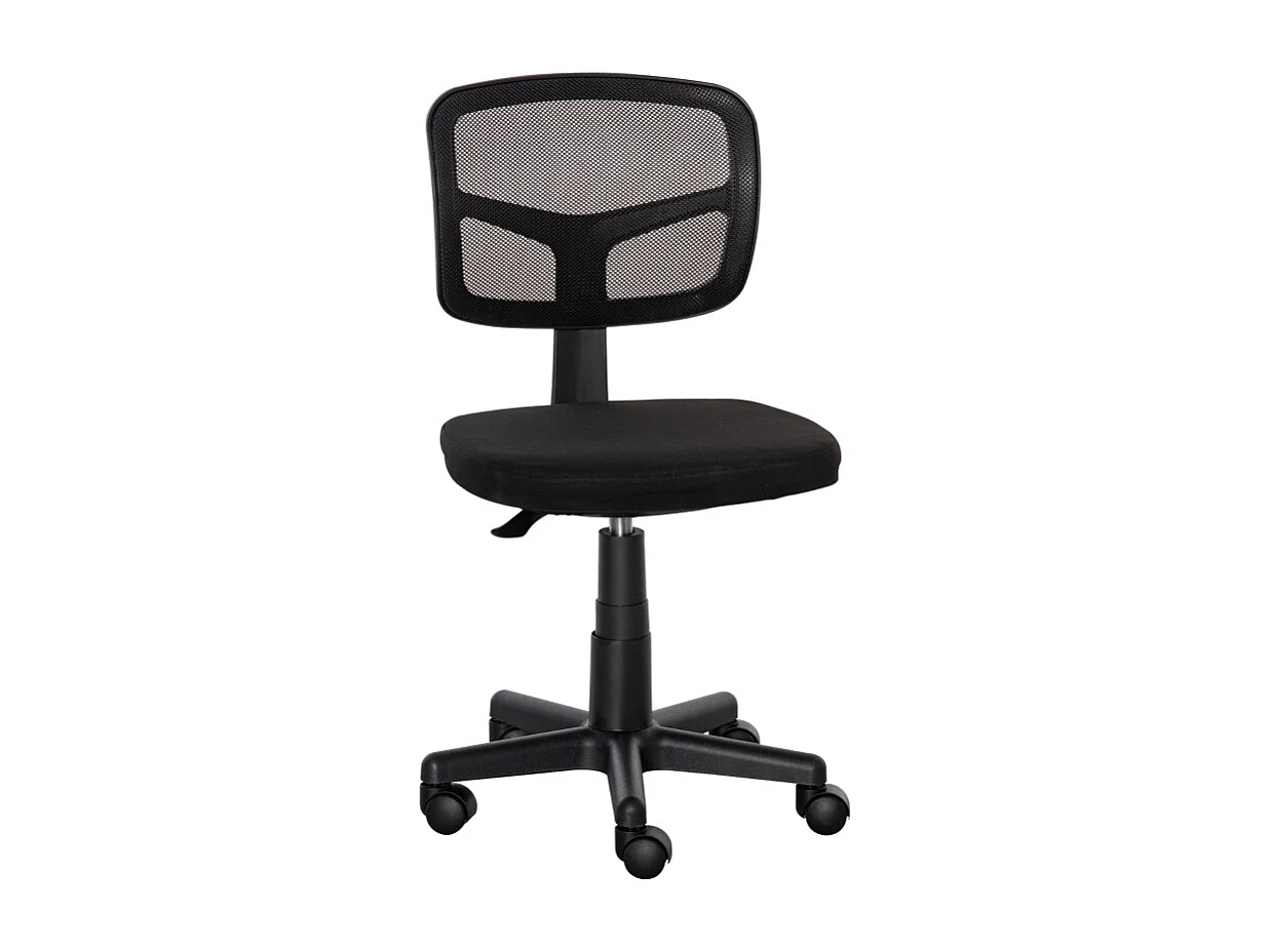 Chaise de bureau ergonomique, pivotante et réglable en hauteur, design compact gain de place, noir, idéale pour bureau ou home office