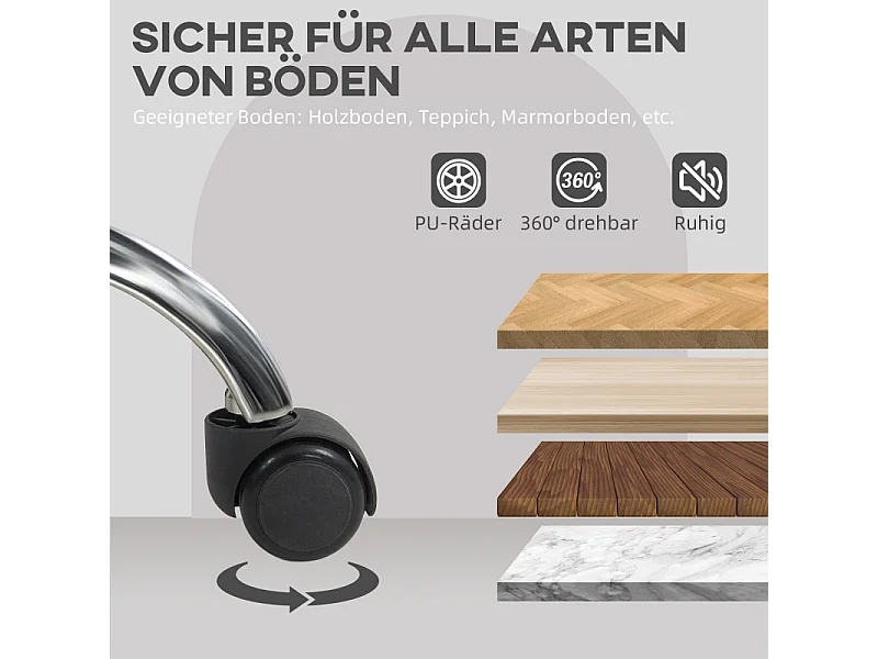 Chaise de bureau ergonomique pour home office, pivotante et réglable en hauteur avec fonction bascule, revêtement velours Teddy, gris