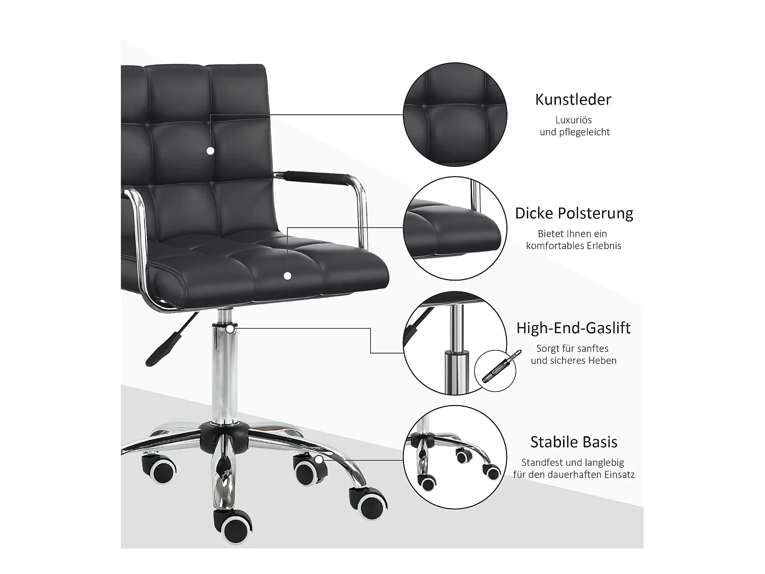 Chaise de bureau ergonomique, réglable en hauteur, idéale pour bureau et home office, confort optimal pour travail quotidien