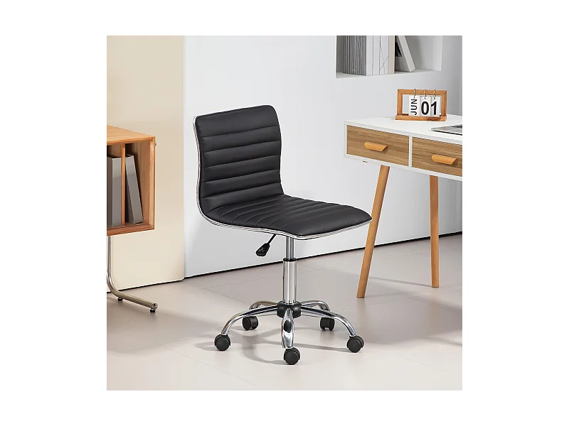 Sedia da ufficio girevole con schienale, altezza regolabile, supporta fino a 120 kg, ideale per ufficio o studio, nera