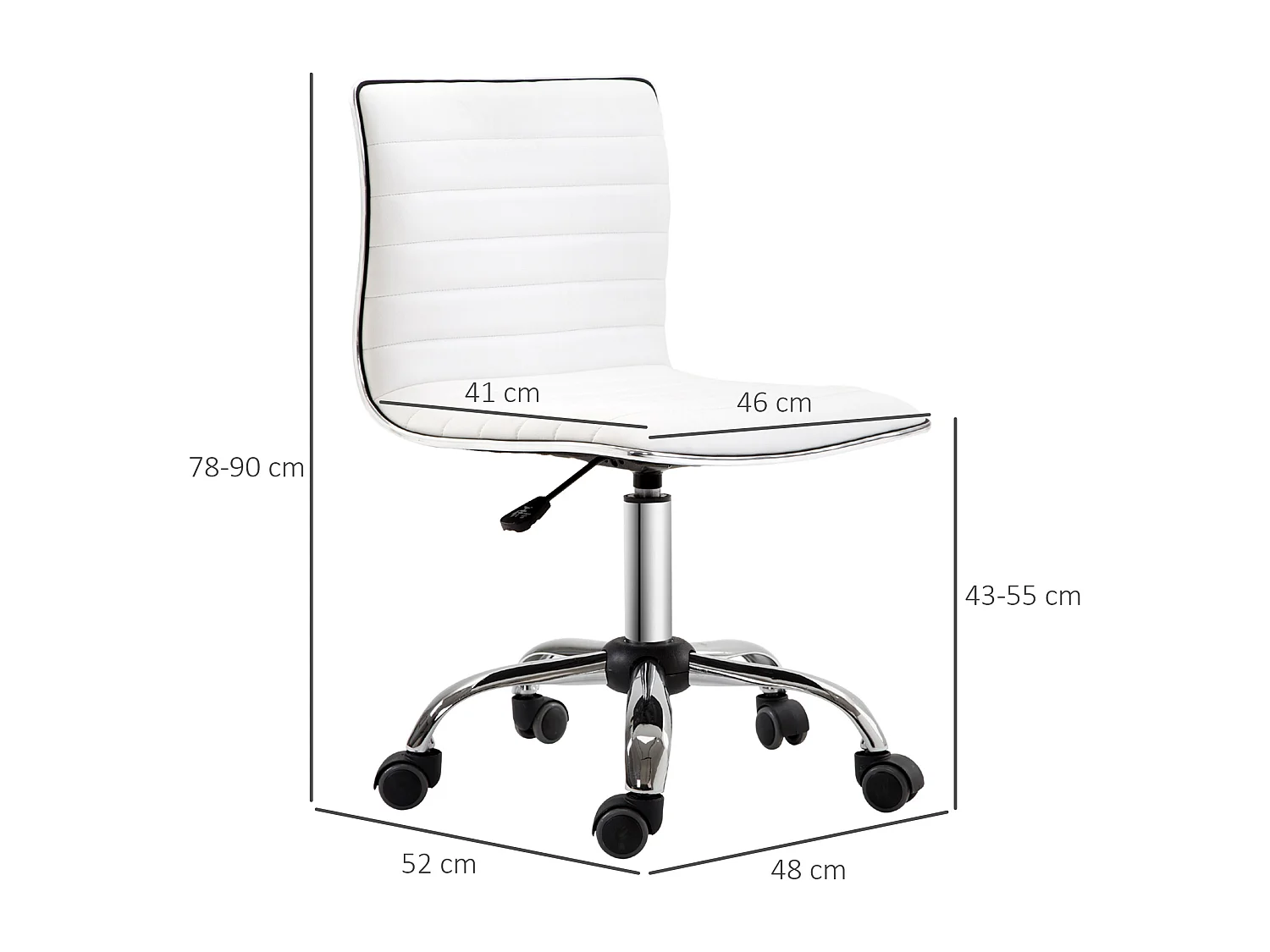 Chaise de bureau ergonomique, réglable en hauteur, confortable, cuir blanc, supporte jusqu'à 120 kg, idéale pour salon ou bureau