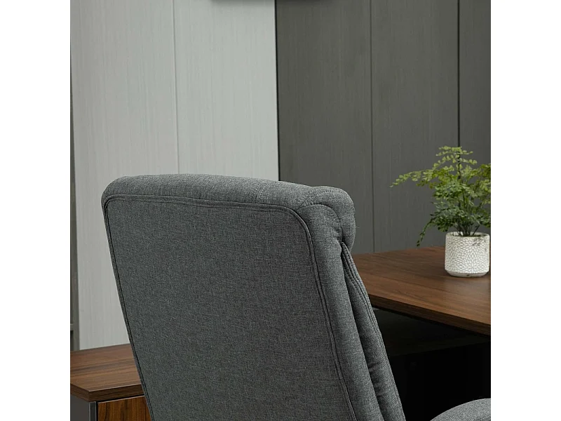 Chaise de bureau ergonomique avec fonction bascule, accoudoirs rembourrés et appui-tête, réglable en hauteur, pivotante, nylon, gris,