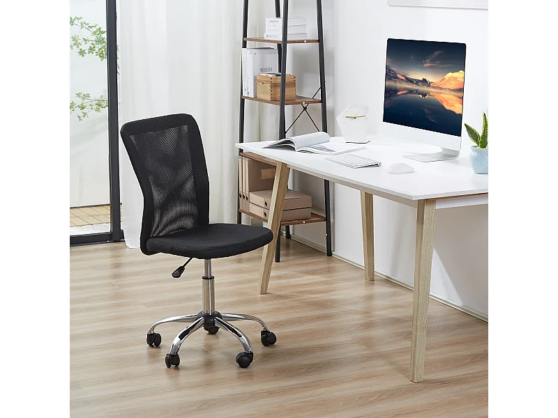 Chaise de bureau ergonomique, réglable en hauteur, confortable et solide jusqu'à 100 kg, noir, idéale pour le travail à domicile